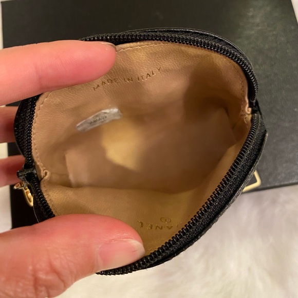 🎀 CHANEL CC Logo Coin Case Purse Mini Pouch Caviar Skin Leather Black - Picture 6 of 9